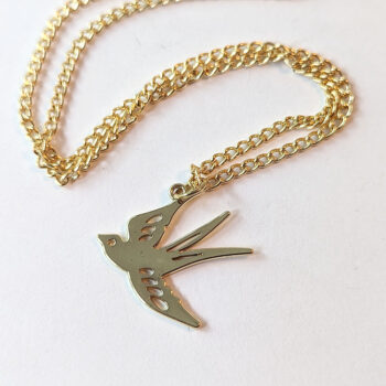 Hollow Gold Flying Sparrow Bird Necklace - Image 3