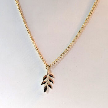 Curved Branch With Leaves Gold Necklace - Image 2