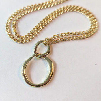 Irregular Double Hoop Modern Gold Necklace - Image 3