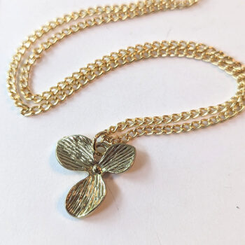 Gold Orchid Flower Necklace - Image 3