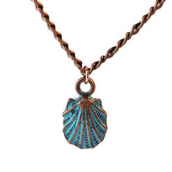 Antique Bronze Patina Scallop Shell Vintage Style Necklace