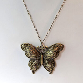 Large Butterfly Vintage Style Antique Bronze Necklace - Image 3