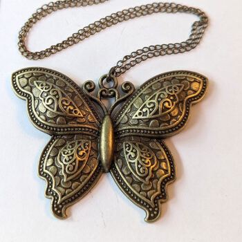 Large Butterfly Vintage Style Antique Bronze Necklace