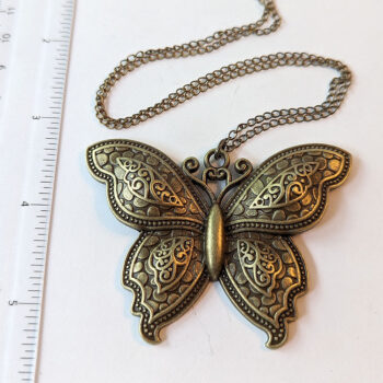 Large Butterfly Vintage Style Antique Bronze Necklace - Image 2