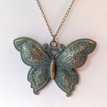 Large Butterfly Vintage Style Antique Bronze Patina Necklace - Image 5