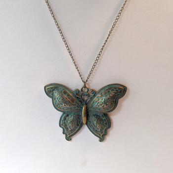 Large Butterfly Vintage Style Antique Bronze Patina Necklace - Image 3