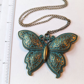 Large Butterfly Vintage Style Antique Bronze Patina Necklace - Image 6