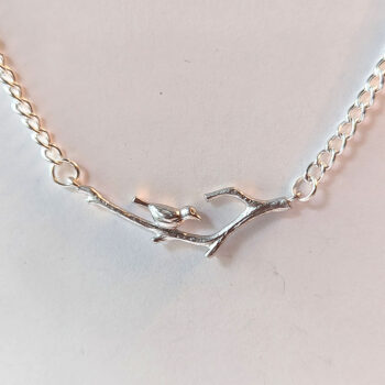 Bird on a Branch Silver Necklace