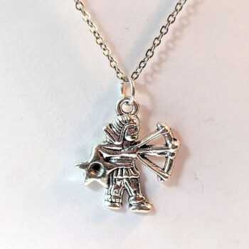 Sagittarius Zodiac Charm Antique Silver Necklace