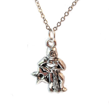 Aquarius Zodiac Charm Antique Silver Necklace