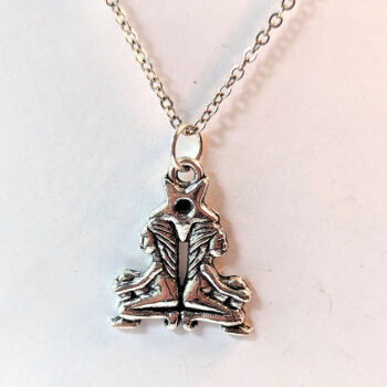 Gemini Zodiac Charm Antique Silver Necklace