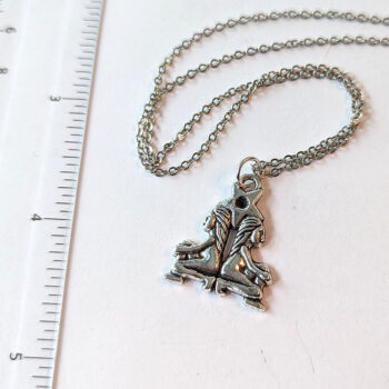 Gemini Zodiac Charm Antique Silver Necklace - Image 2