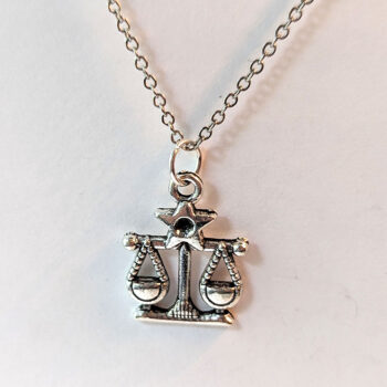 Libra Zodiac Charm Antique Silver Necklace