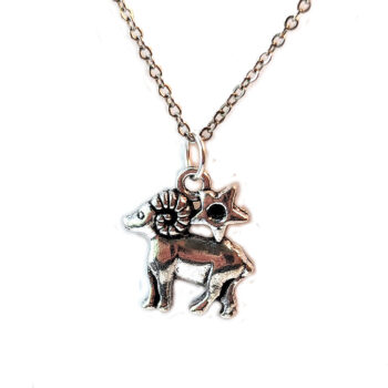 Aries Zodiac Charm Antique Silver Necklace