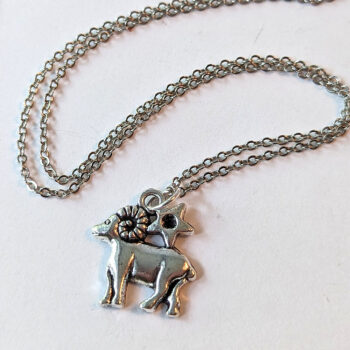 Aries Zodiac Charm Antique Silver Necklace - Image 3