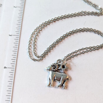 Aries Zodiac Charm Antique Silver Necklace - Image 2