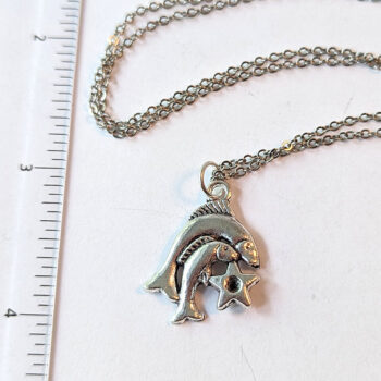 Pisces Zodiac Charm Antique Silver Necklace - Image 3