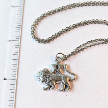 Leo Zodiac Charm Antique Silver Necklace - Image 2