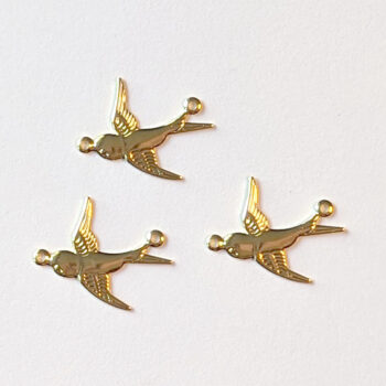 Small Swallow Bird Connector Gold