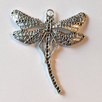 Antique Silver Large Curved Tail Dragonfly Pendant