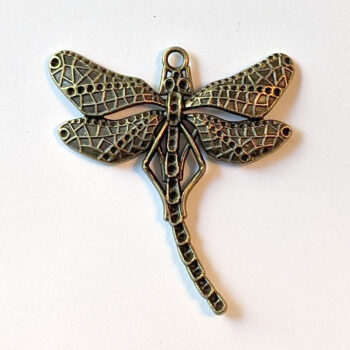 Antique Bronze Large Curved Tail Dragonfly Pendant