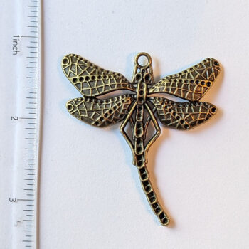 Antique Bronze Large Curved Tail Dragonfly Pendant - Image 2