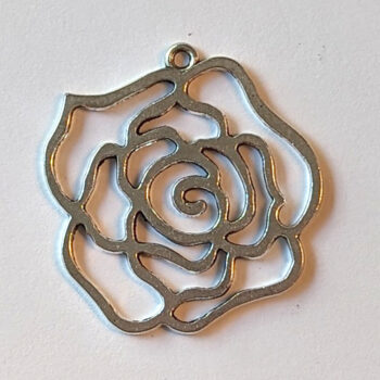 Cutout Hollow Rose Flower Pendant Silver