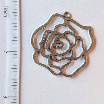 Cutout Hollow Rose Flower Pendant Silver - Image 2