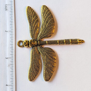 Antique Gold Large Dragonfly Pendant - Image 2