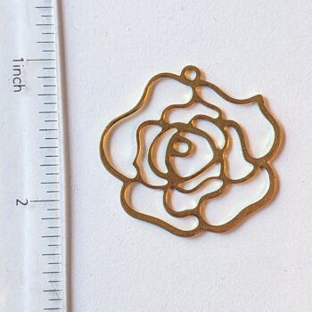 Cutout Hollow Rose Flower Pendant Gold - Image 2