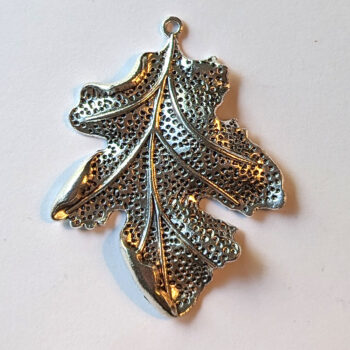 Large Detailed Veined Leaf Pendant Antique Silver