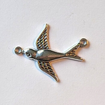 Medium Swallow Bird Connector / Pendant Antique Silver