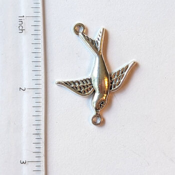 Medium Swallow Bird Connector / Pendant Antique Silver - Image 2