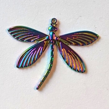 Rainbow Stainless Steel Curved Tail Dragonfly Pendant