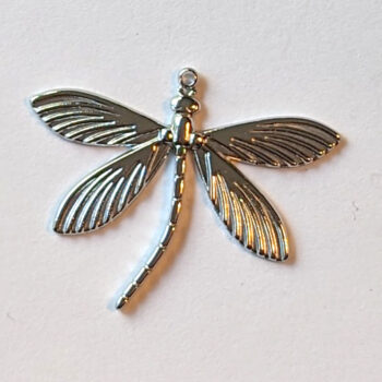 Silver Stainless Steel Curved Tail Dragonfly Pendant