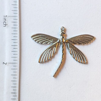 Silver Stainless Steel Curved Tail Dragonfly Pendant - Image 2