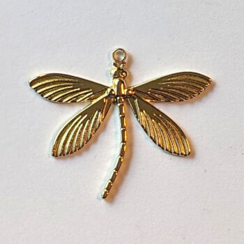 Gold Stainless Steel Curved Tail Dragonfly Pendant