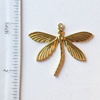 Gold Stainless Steel Curved Tail Dragonfly Pendant - Image 2