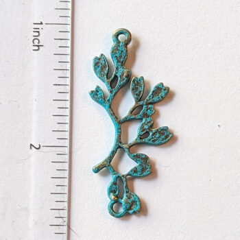 Curved Leaf Branch Pendant Connector Antique Bronze Patina - Image 2