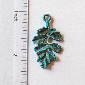 Detailed 3D Leaf Charm Antique Bronze Patina - Image 2