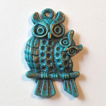 Owl Mom and Baby Pendant Antique Bronze Patina - Image 7