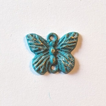 Small Butterfly Connector Charm Antique Bronze Patina