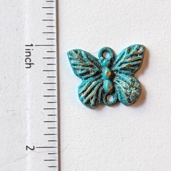 Small Butterfly Connector Charm Antique Bronze Patina - Image 2