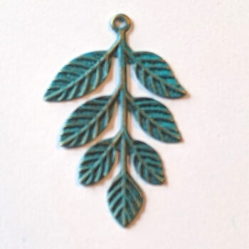 Antique Bronze Patina Branch with Leaves Leaf Pendant