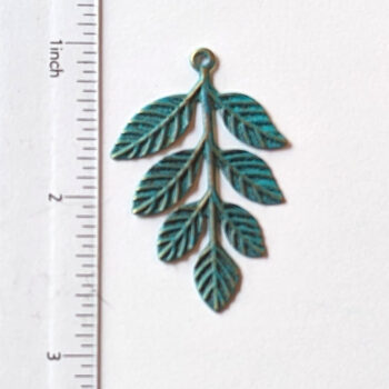 Antique Bronze Patina Branch with Leaves Leaf Pendant - Image 2