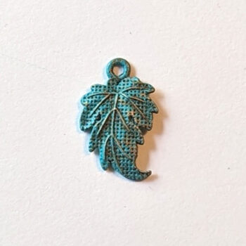 Small Curved Leaf Charm Antique Bronze Patina