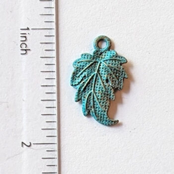 Small Curved Leaf Charm Antique Bronze Patina - Image 2