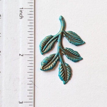 Leaf Branch Pendant / Connector Antique Bronze Patina - Image 2