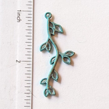 Branch Hollow Leaf Pendant Connector Antique Bronze Patina - Image 2