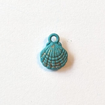 Double Sided Scallop Shell Charm Antique Bronze Patina